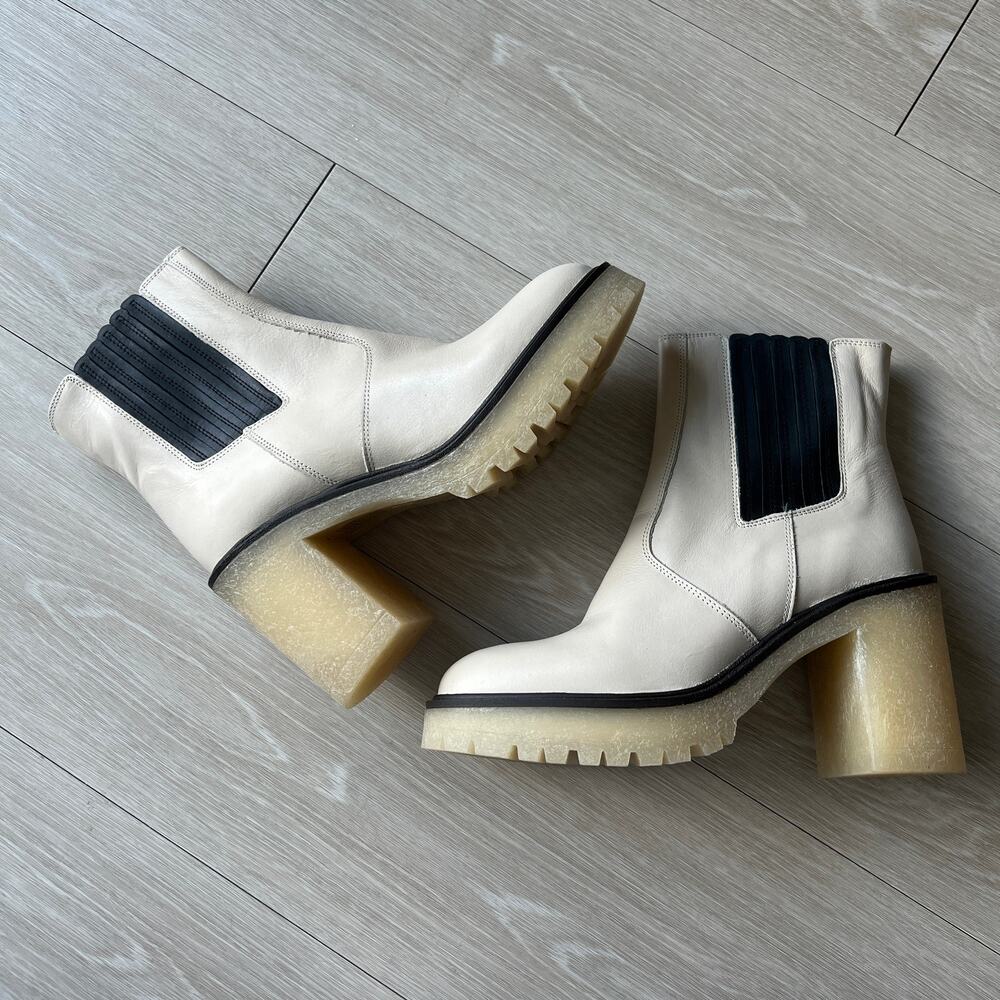 Free People James Chelsea Chunky Boot Womens Size 38 White Leather